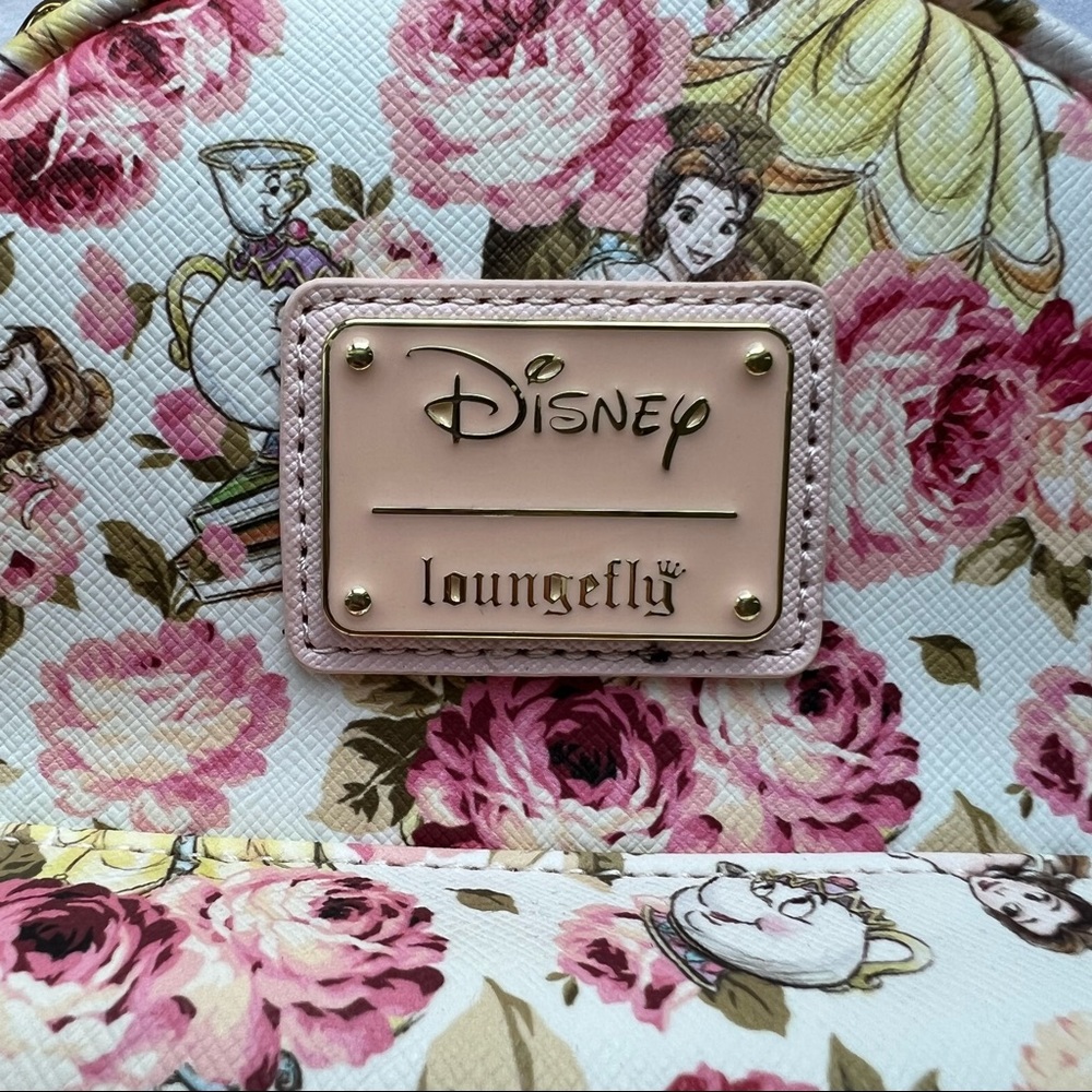 NWT Disney Loungefly Beauty and the Beast Floral Print Mini Backpack - Picture 3 of 6